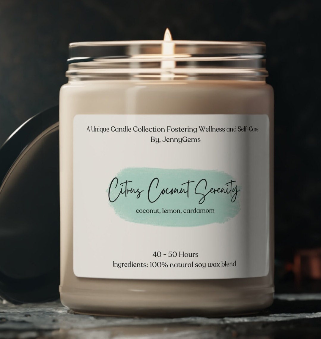 Coconut Scented Soy Candle for Wellness & Self Care – Relaxing Spa Candle for Tranquility, Stress Relief, and Meditation