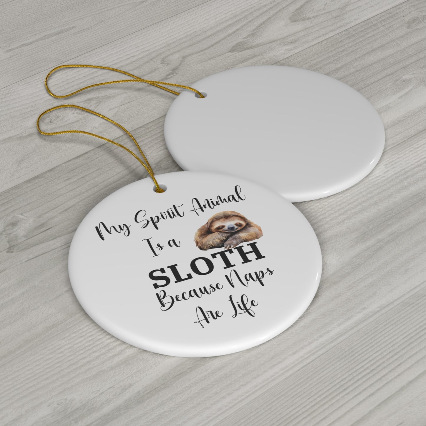 Sloth Spirit Animal Ornament, Naps Are Life, Funny Gift for Sleep Lovers, Nap Love Gift, Sloth Lover Ornament