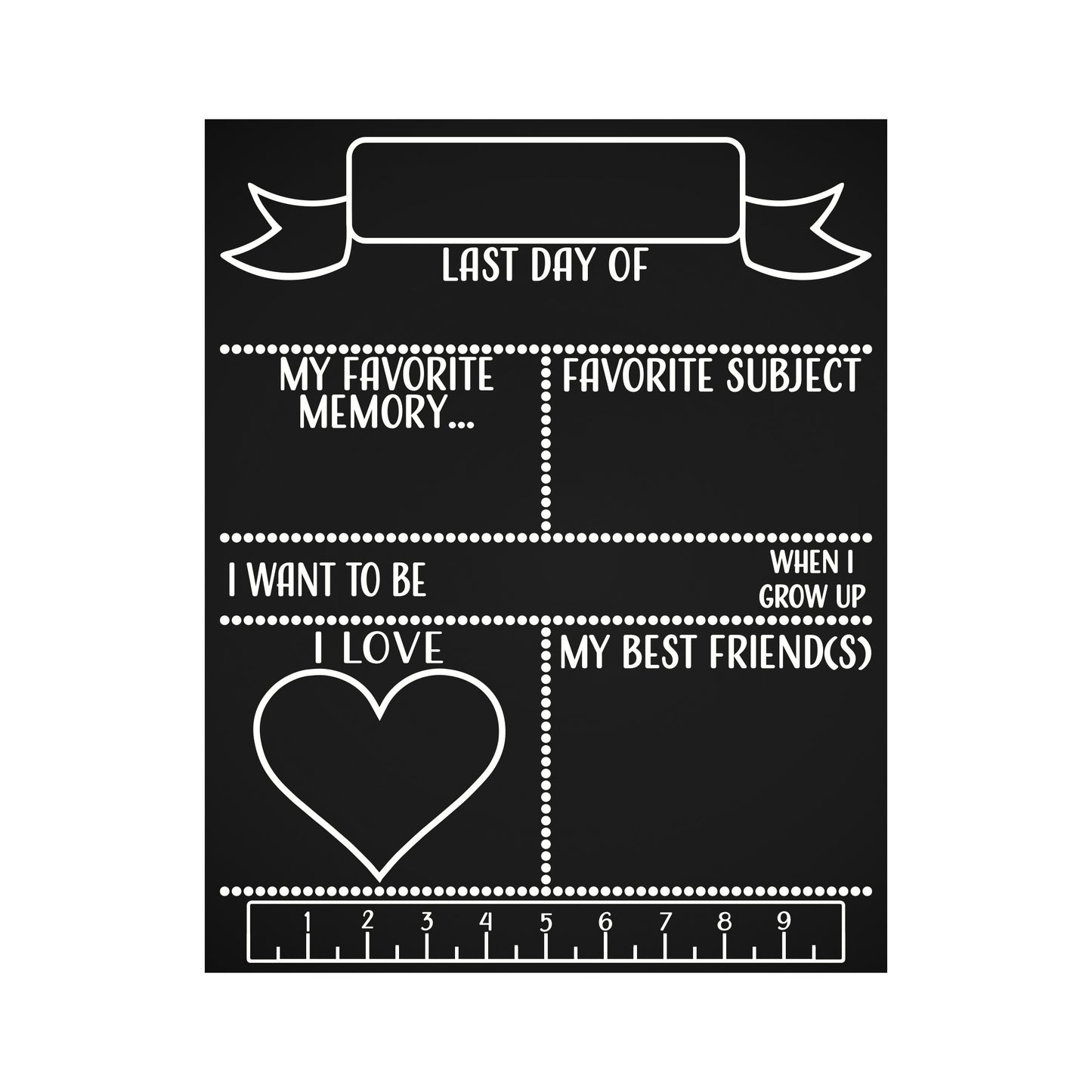 JennyGems First Day of School Sign, Reusable Double Sided Back To School Sign, Last Day of School Chalkboard, School Photo Prop, Made in USA