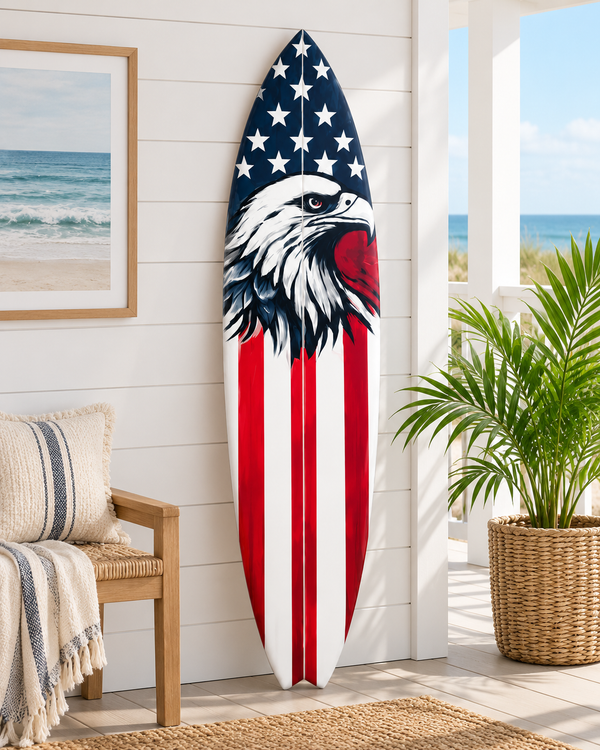 Outdoor Patriotic Americana Decorative Surfboard Sign