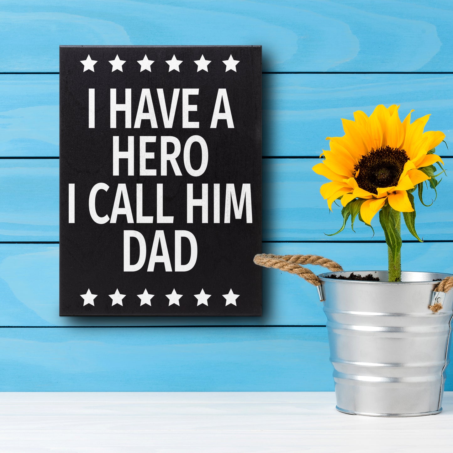 JennyGems Dad Gifts, Dad Birthday Gift, I Have A Hero I Call Him Dad Sign, Gifts for Dad, 6x8 Inch Wood Box Sign, Decorative Plaque for Dad, American Made