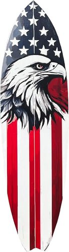 Outdoor Patriotic Decorative Surfboard, Americana Wall Hanging, Weather Resistant PVC, 5 Foot
