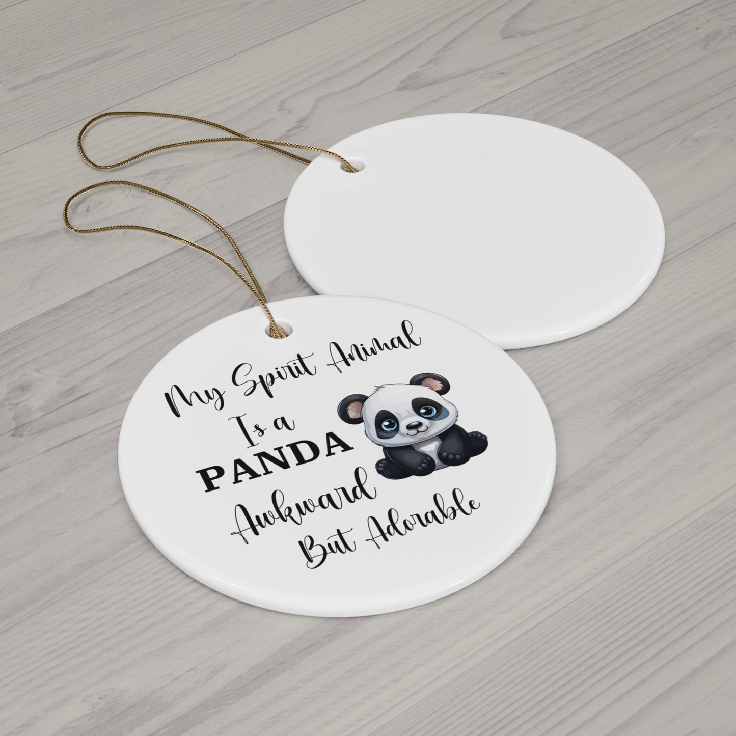 My Spirit Animal Is a Panda Ceramic Ornament, Funny Awkward But Adorable Gift, Cute Animal Christmas Tree Decoration, Panda Lover Ornament