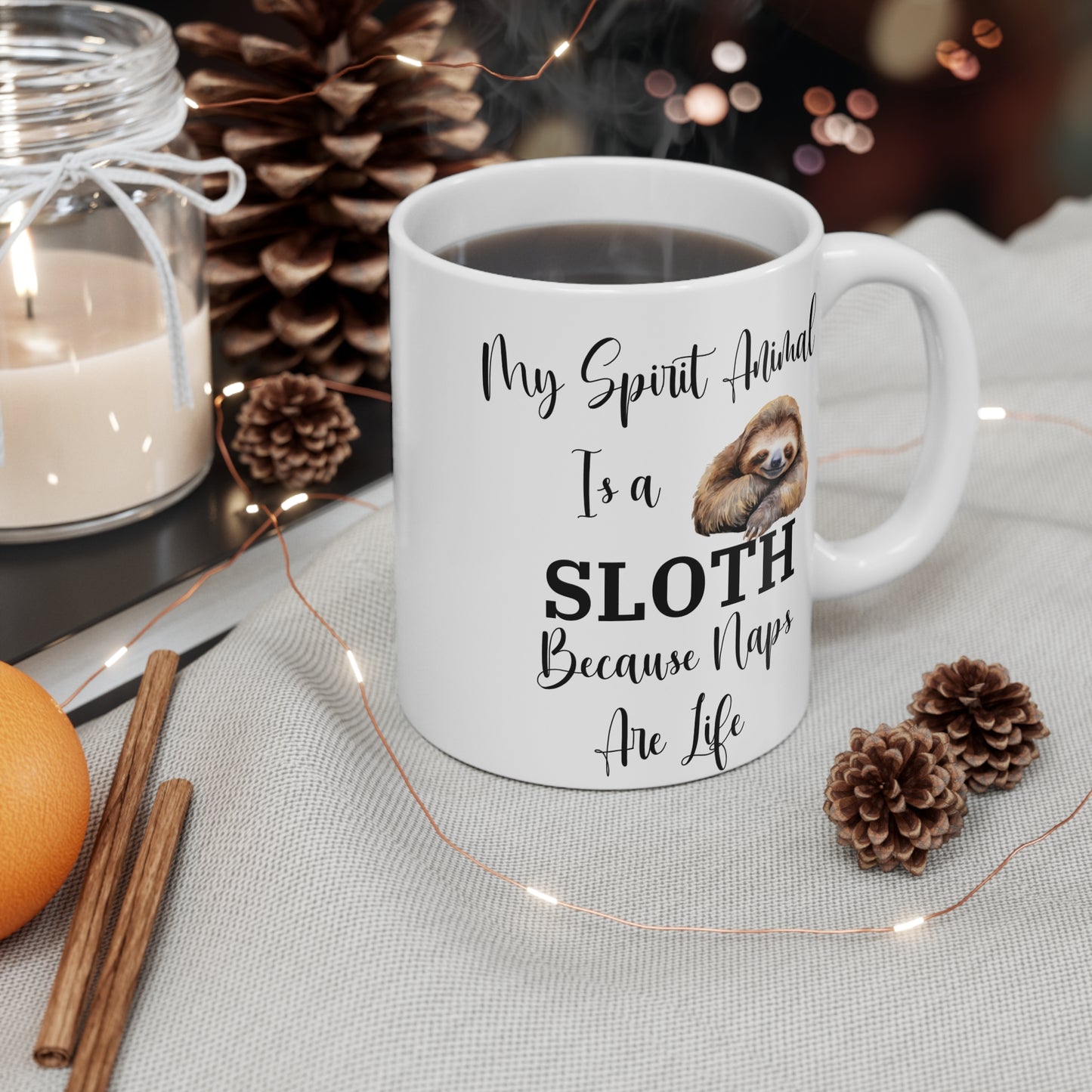 Sloth Mug, Lazy Day Coffee Cup, Animal Lover Gift, Funny Ceramic Tea Mug, Relaxation Gift for Him or Her, Sloth Life Gift