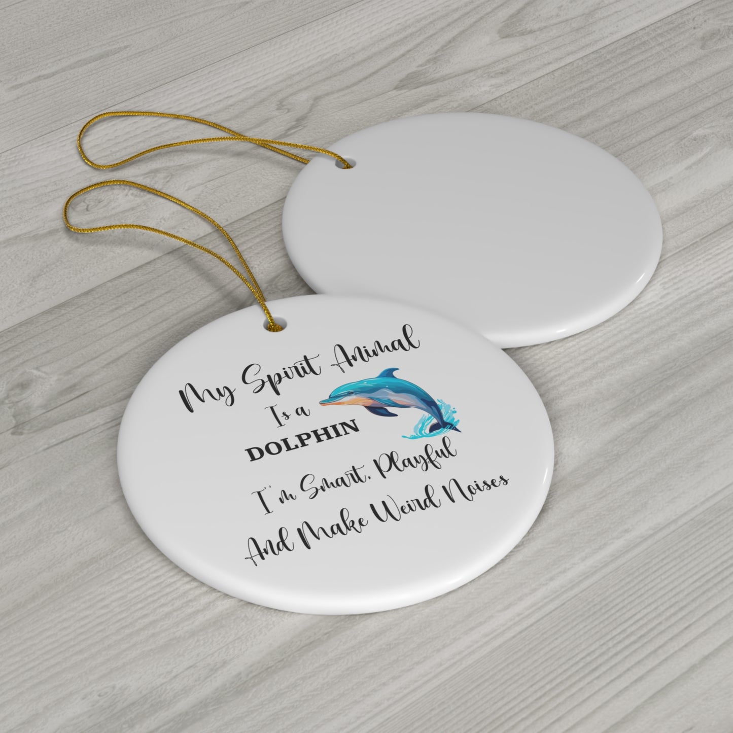 Funny Christmas Ornament - Dolphin Spirit Animal, Smart Playful Quirky Decor, Unique Animal Lover Gift, Festive Holiday Decoration