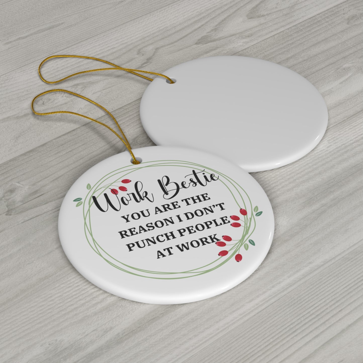 Work Bestie Ornament, Funny Office Gift, You're the Reason I Don't Punch People, Sarcastic Christmas Decoration, Work Friend Gift
