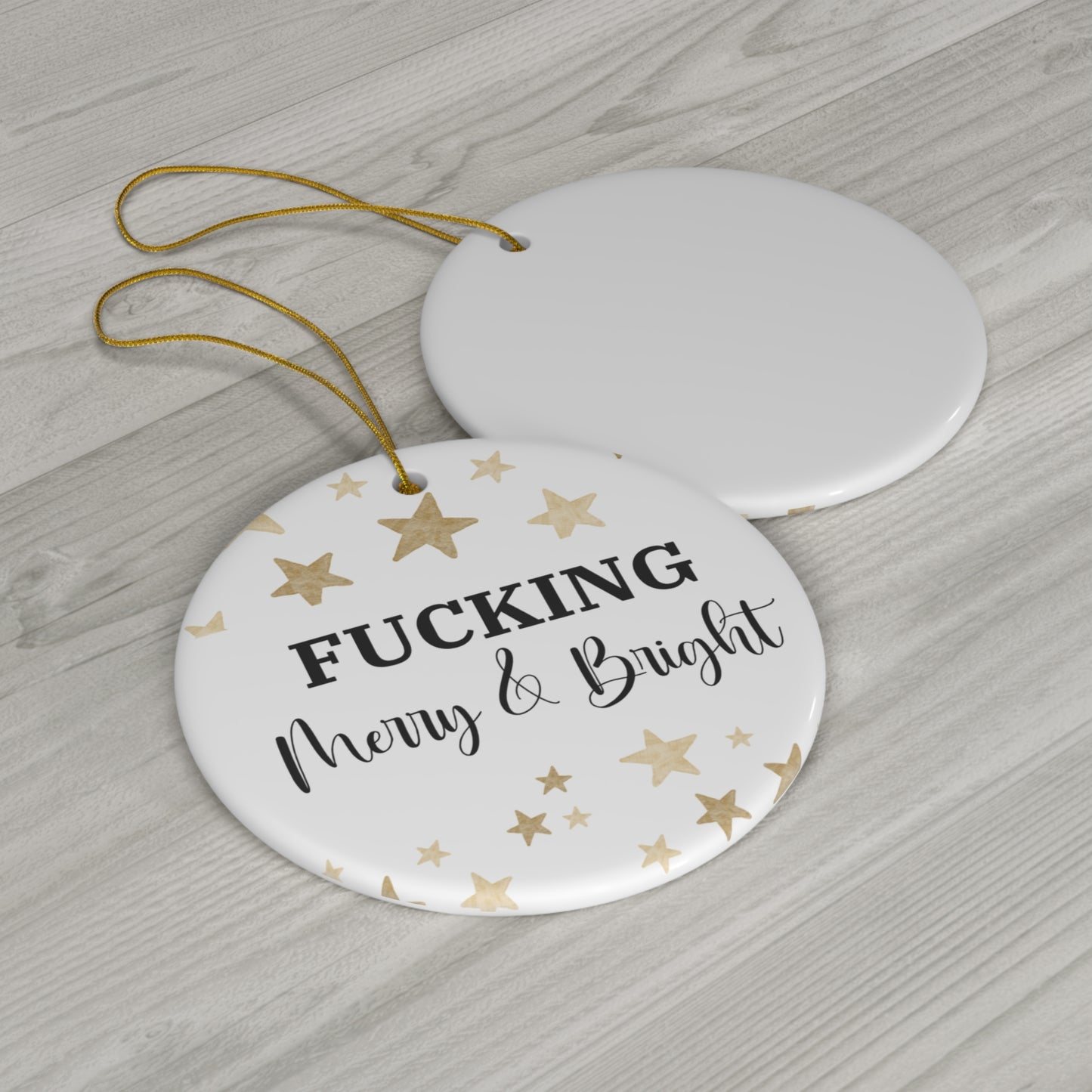 Fucking Merry and Bright Funny Christmas Ornament - Offensive Holiday Decor, Sarcastic Xmas Tree Decoration, Inappropriate Gag Gift