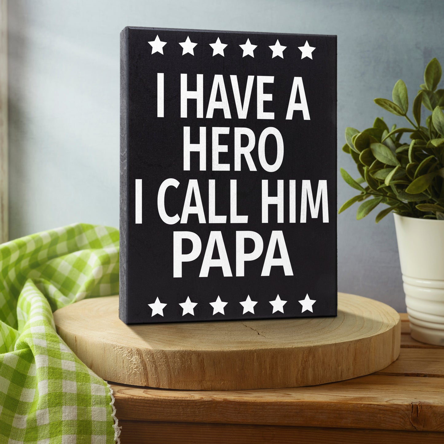 JennyGems Papa Gifts from Grandson Granddaughter, Gifts for Papa, I Have A Hero I Call Him Papa Wood Sign, Papa Gifts, Sentimental Gifts for Grandpa, Grandpa Birthday Gifts