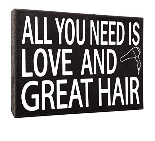 JennyGems All You Need is Love and Great Hair | Hair Dresser Decor Sign | Hair Stylist Gift | Hair Salon Decor | Hairapist | Barber Shop Decor Gift | Made in USA