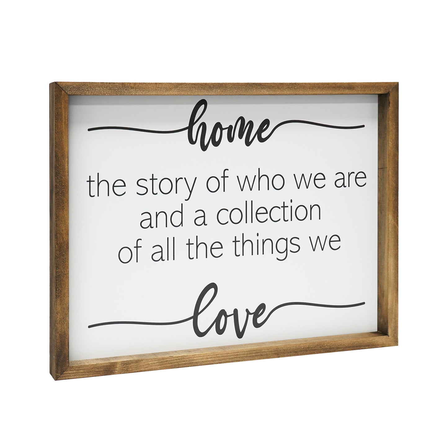 JennyGems Home the Story Of Who We Are and a Collection Of All the Things We Love Framed Wooden Sign, Family Wall Decor, 16 x 20, Farmhouse Love Sign