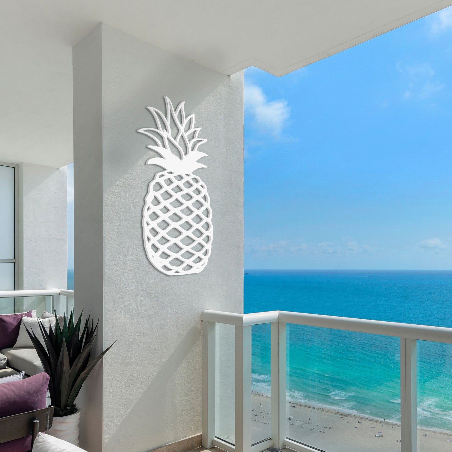 Outdoor Pineapple Wall Art – Tropical Beach House PVC Decoration for Pool, Patio, or Coastal Cottage Décor – Weatherproof Pineapple Sign 3 Foot