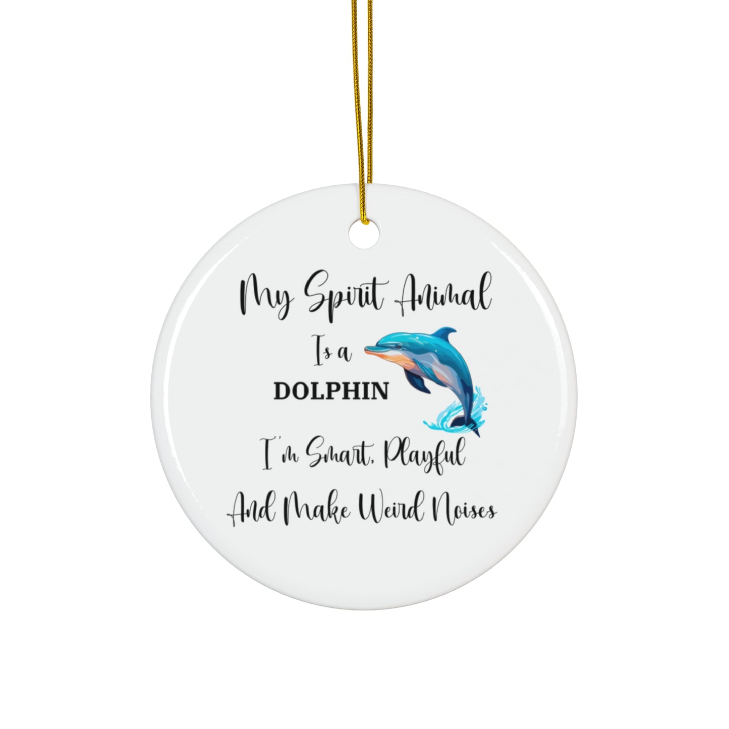 Funny Christmas Ornament - Dolphin Spirit Animal, Smart Playful Quirky Decor, Unique Animal Lover Gift, Festive Holiday Decoration