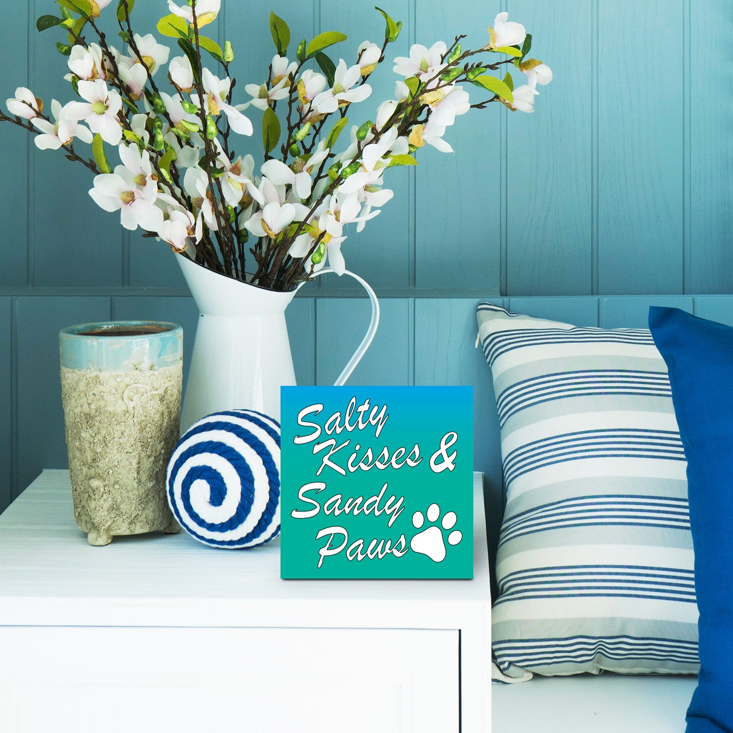 Salty Kisses Sandy Paws Wooden Sign
