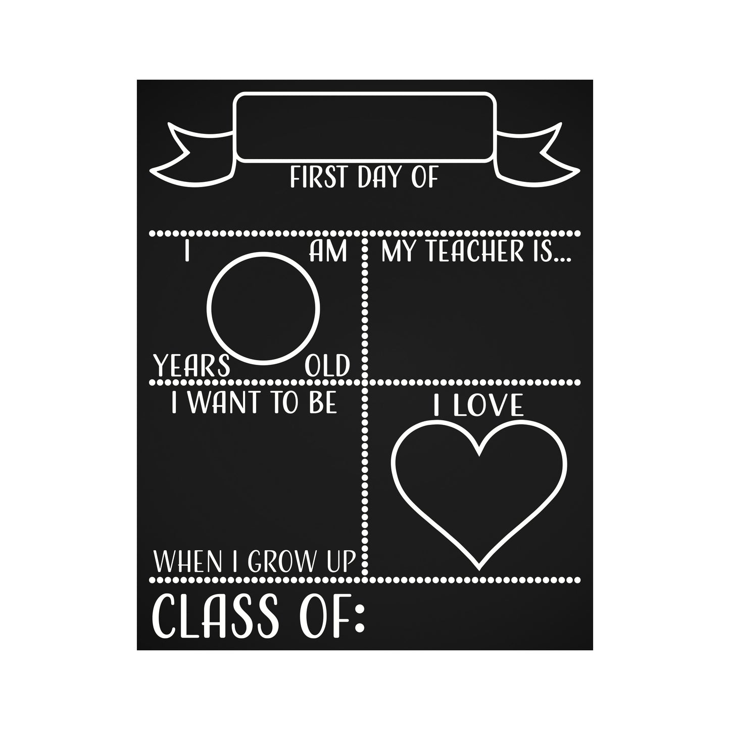 JennyGems First Day of School Sign, Reusable Double Sided Back To School Sign, Last Day of School Chalkboard, School Photo Prop, Made in USA