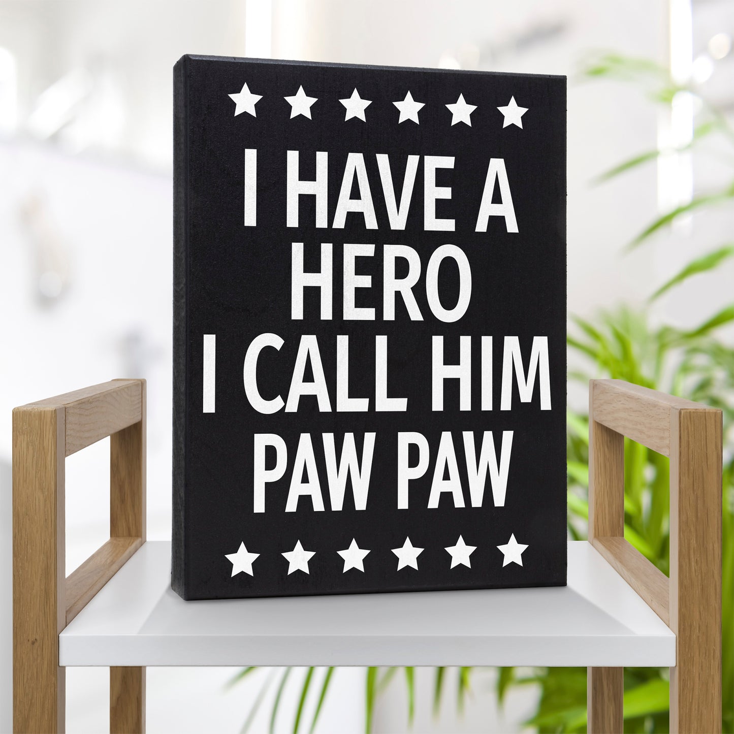 JennyGems Paw Paw Gifts from Grandson Granddaughter, Gifts for Paw Paw, I Have A Hero I Call Him Paw Paw Wood Sign, Paw Paw Birthday Gifts