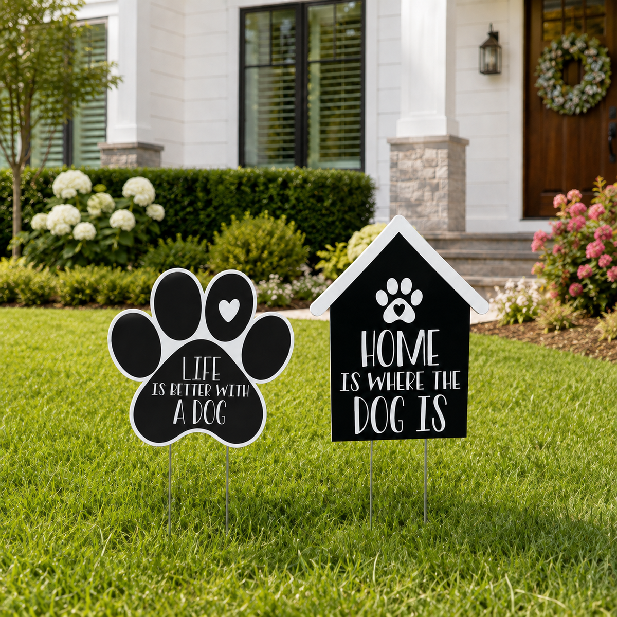 Dog Owner Yard Signs, Funny Saying Set of Two