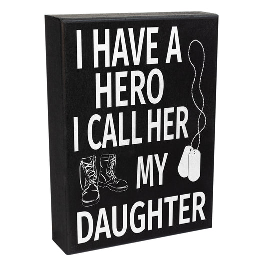 JennyGems I Have A Hero I Call Her My Daughter Wood Sign, Patriotic Military Home Decor, Proud Military Mom and Dad Gifts, Daughter Gifts, Military Gifts, Dog Tags, American Pride, Patriotic Decor, American Made
