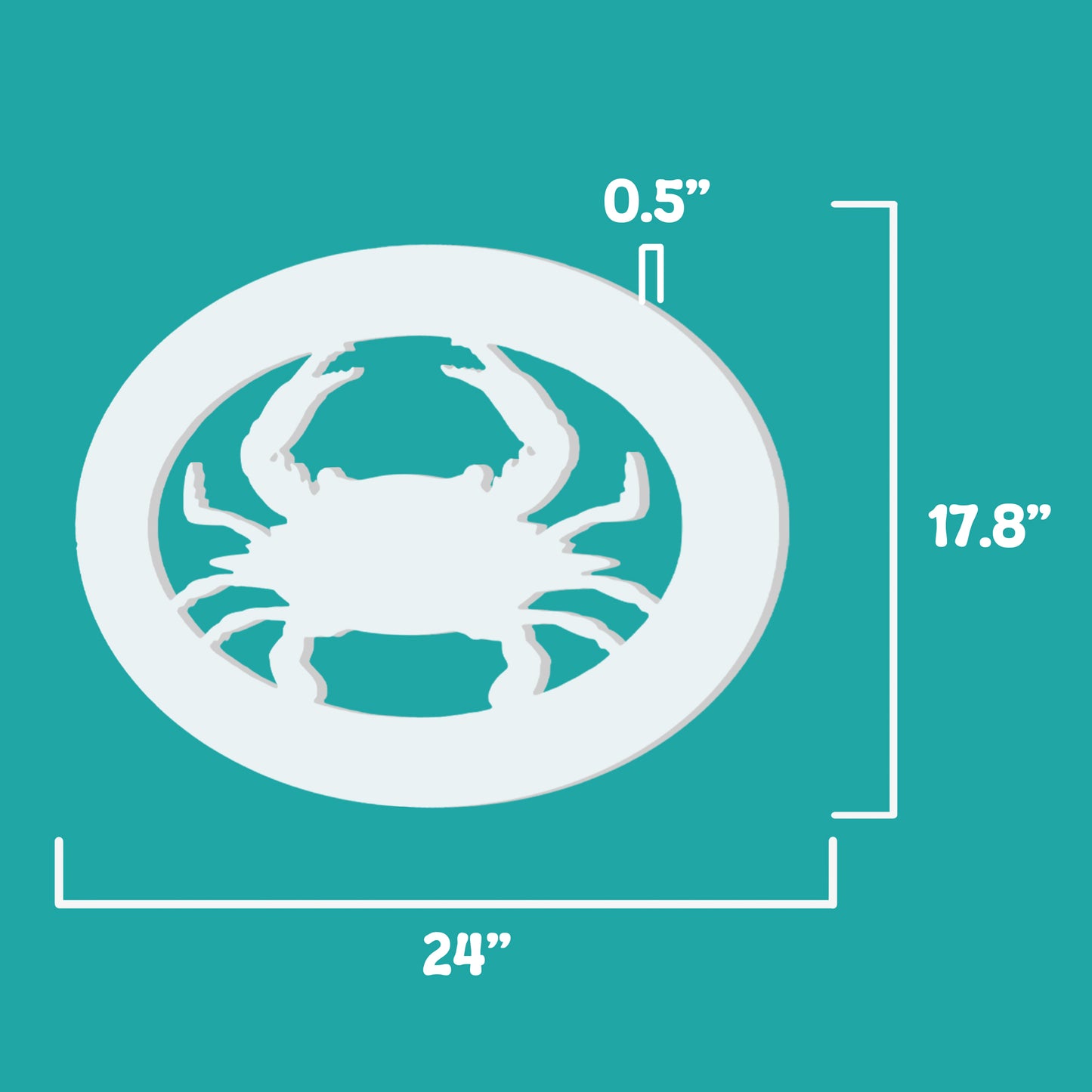 Outdoor Oval Crab Wall Sign, 2 Foot