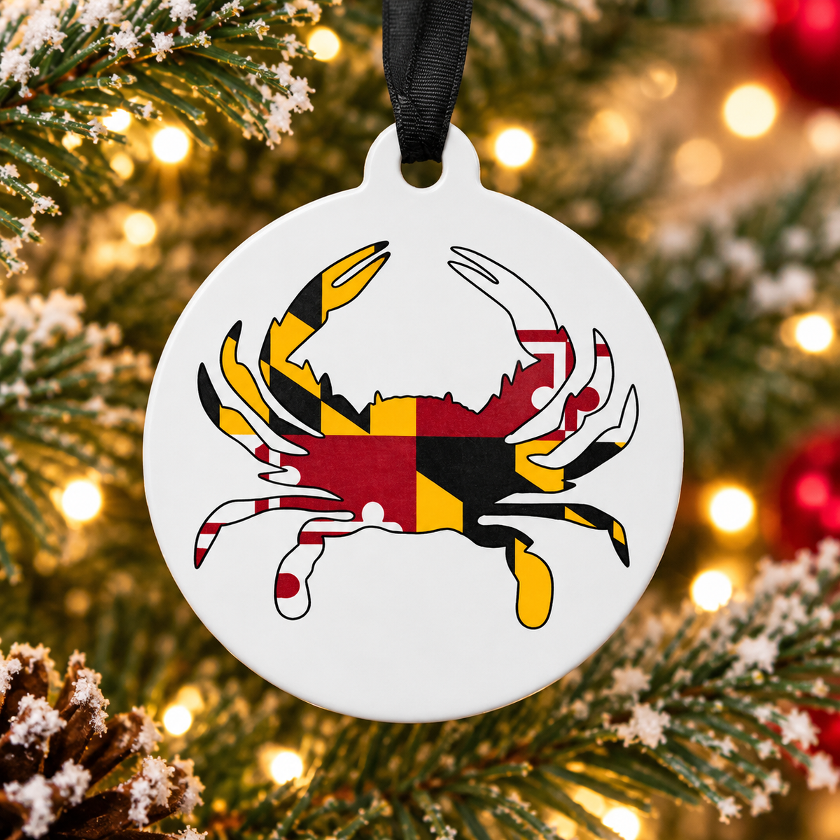 Maryland Crab and Flag Christmas Ornament