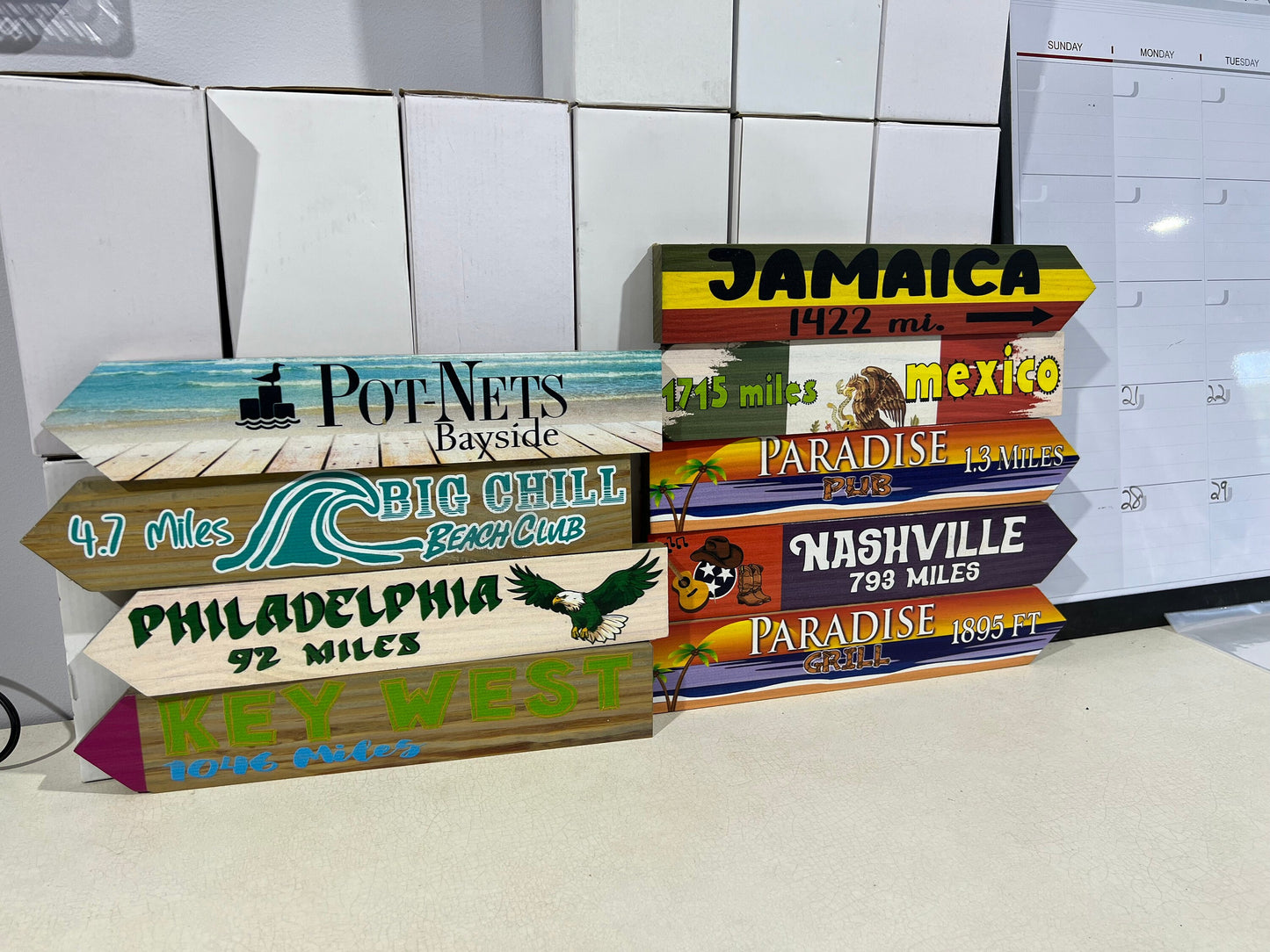Destination Sign Arrow for Signpost, Directional Key West Style, Customized, Travel Journey of Love Gift Idea