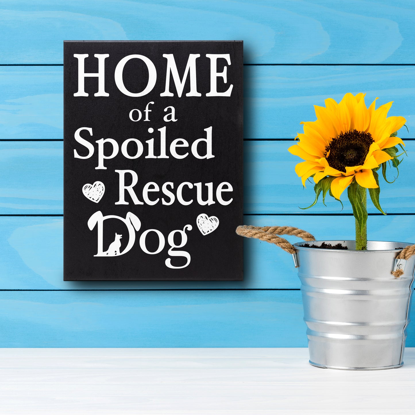 JennyGems Dog Accessories, Home Of A Spoiled Rescue Dog, Home Decor, Gift For Mom, Dog Stuff, 6x8 Wood Sign, Wall Art, Puppy Supplies, Cool Stuff, Desk Decor, Housewarming Gift, Wall Hanging