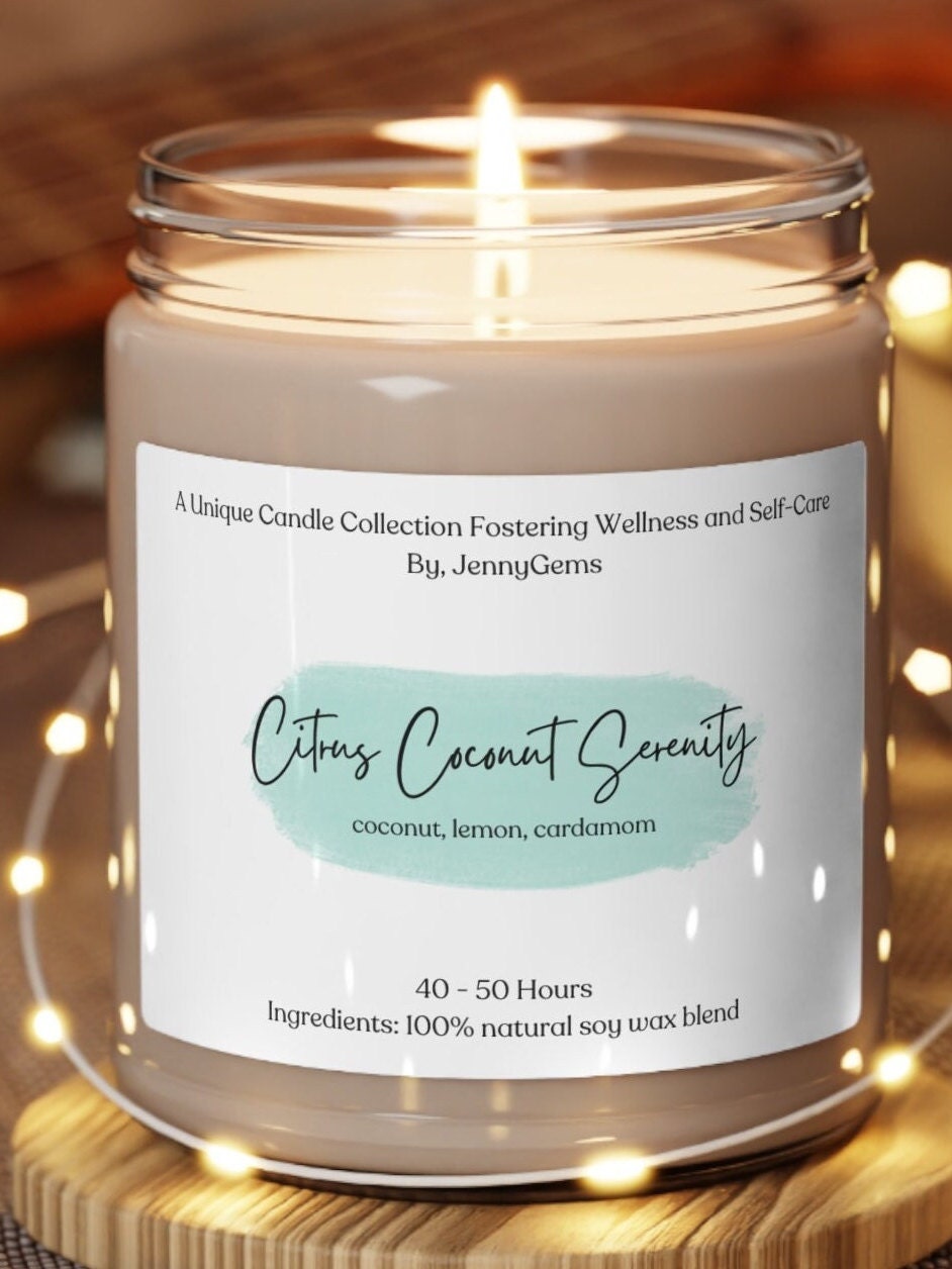 Coconut Scented Soy Candle for Wellness & Self Care – Relaxing Spa Candle for Tranquility, Stress Relief, and Meditation