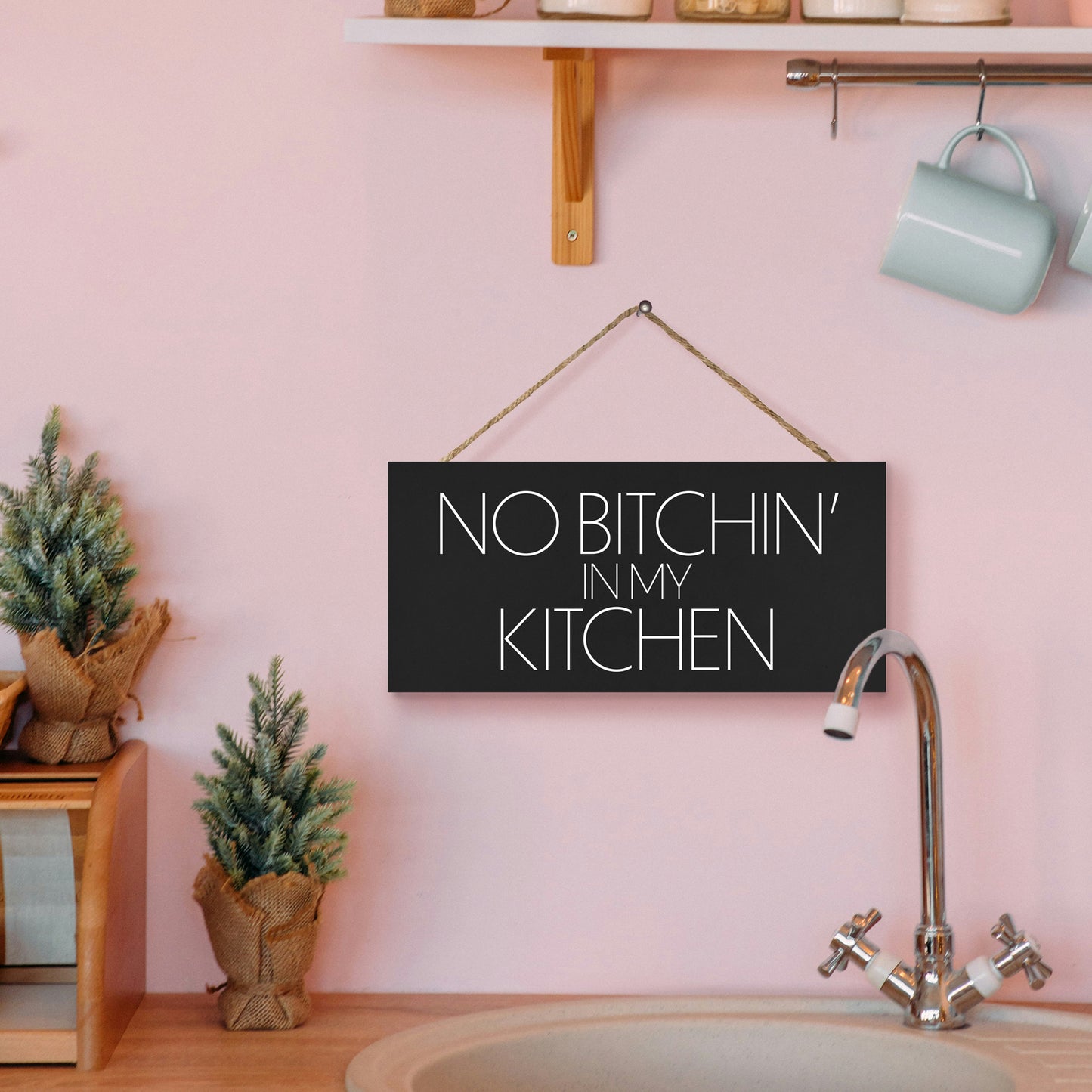 JennyGems No Bitchin in My Kitchen Funny Kitchen Signs, Farmhouse Kitchen Decor, Made in USA