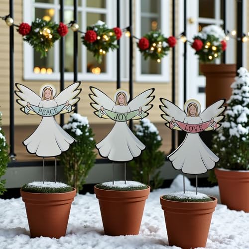 Christmas Angel Yard Signs Set of 3 - Outdoor Christmas Decor, Holiday Decor