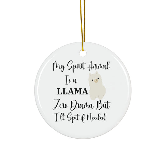 Llama Lover Gift - Funny Christmas Llama Spirit Animal Decor, No Drama Animal Lover Gift, Quirky Xmas Decoration, Unique Tree Ornament,