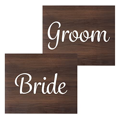JennyGems Bride And Groom Wedding Chair Signs, Set of 2, 7.25x6x.25 Inches each, Wedding Reception Chair Decor, Wedding Decoration, Home Decor, American Made