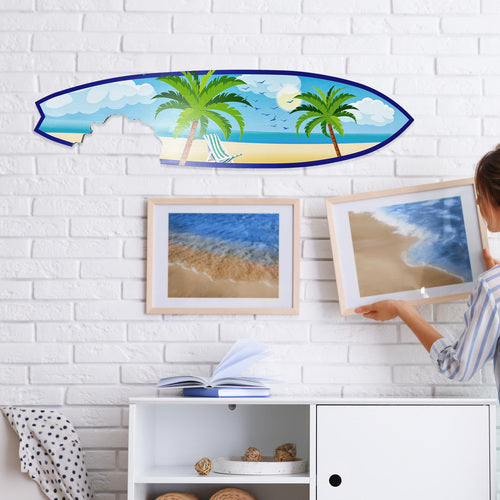 Outdoor Surfboard Wall Art, Beach Decor, Surfboard Sign Outside Inside, Weather Resistant PVC, 4 Foot