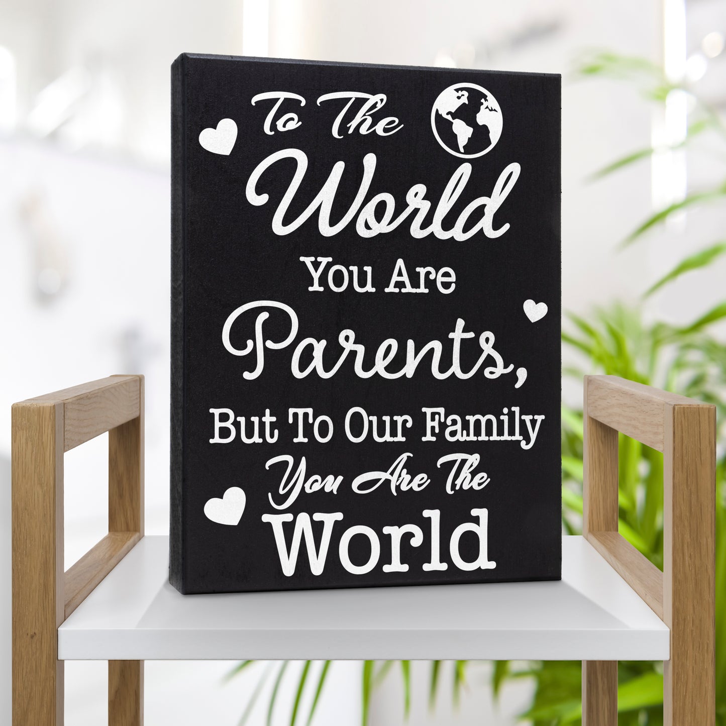 Parent Gifts for Anniversary, To the World You Are Parents Wood Sign, Gift for Parents, Mom and Dad Gift