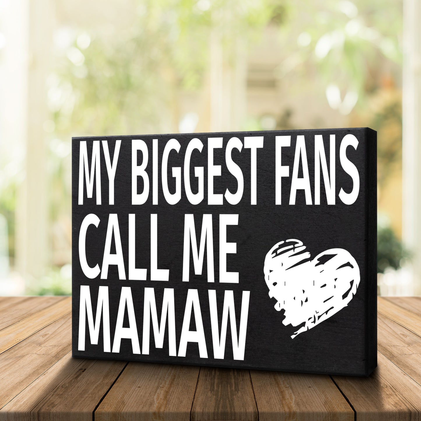 JennyGems Mamaw Gifts, My Biggest Fans Call Me Mamaw Wood Sign, Shelf Decor and Wall Hanging, Made in USA