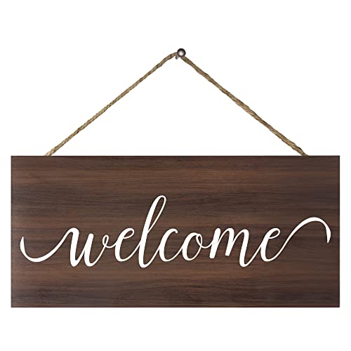 JennyGems Welcome Sign, Welcome Sign For Front Door, Front Porch Sign, Welcome Porch Sign, Housewarming Gift, Rustic Farmhouse Home Decor, 6x13 Inch Wood Hanging Sign, American Made