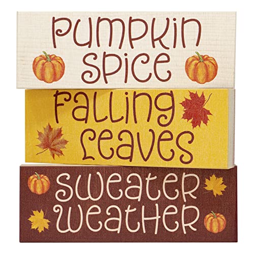 Fall Decor, Pumpkin Spice Fall Decorations, Sweater Weather, Mantel and Tabletop Accents, Fall Tiered Tray Decor, Made in USA