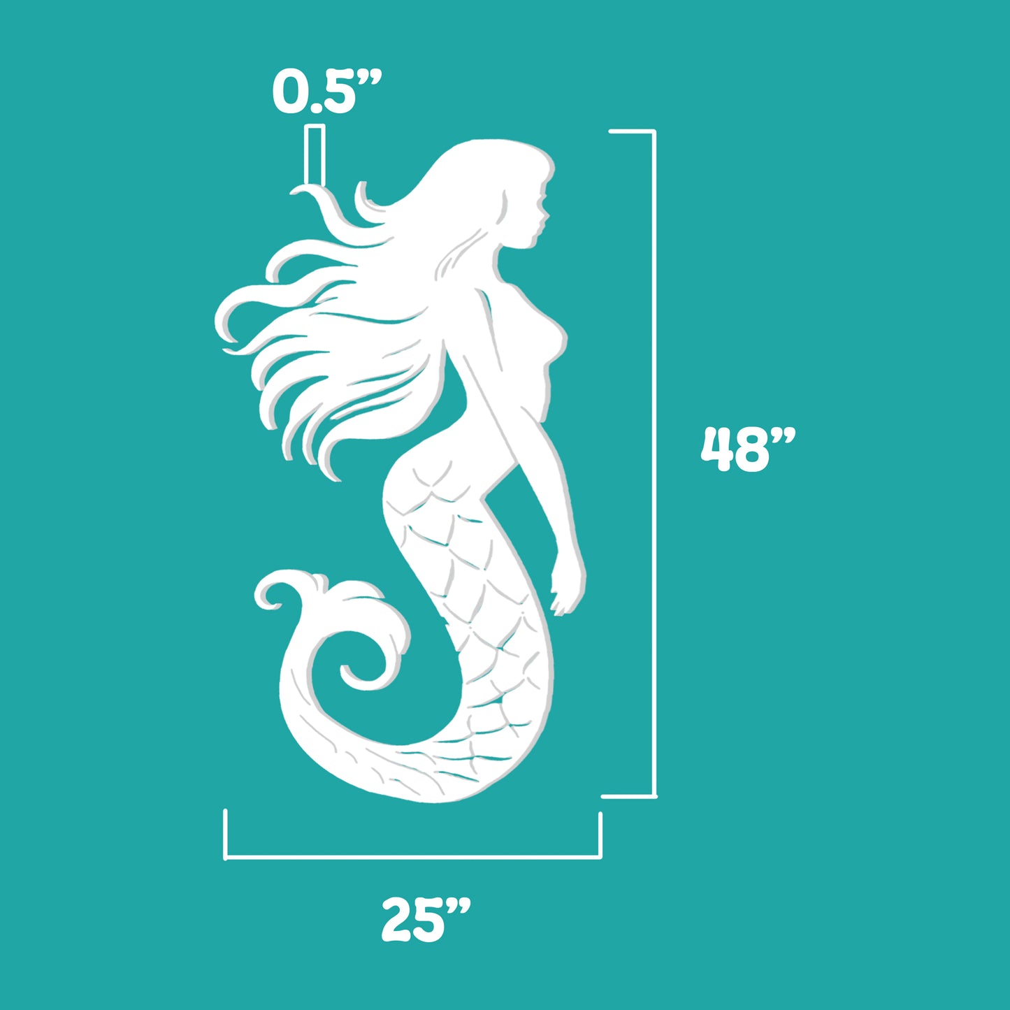Outdoor PVC Mermaid Wall Art, 4 Foot