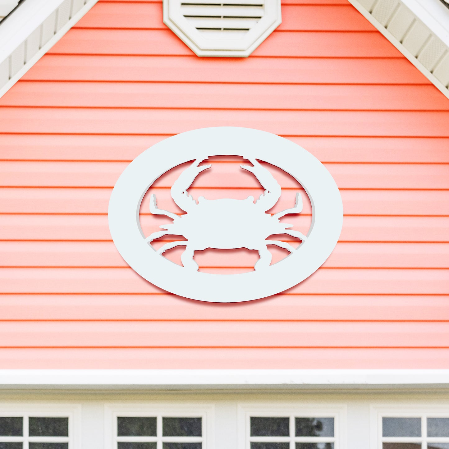 Outdoor Oval Crab Wall Sign, 2 Foot