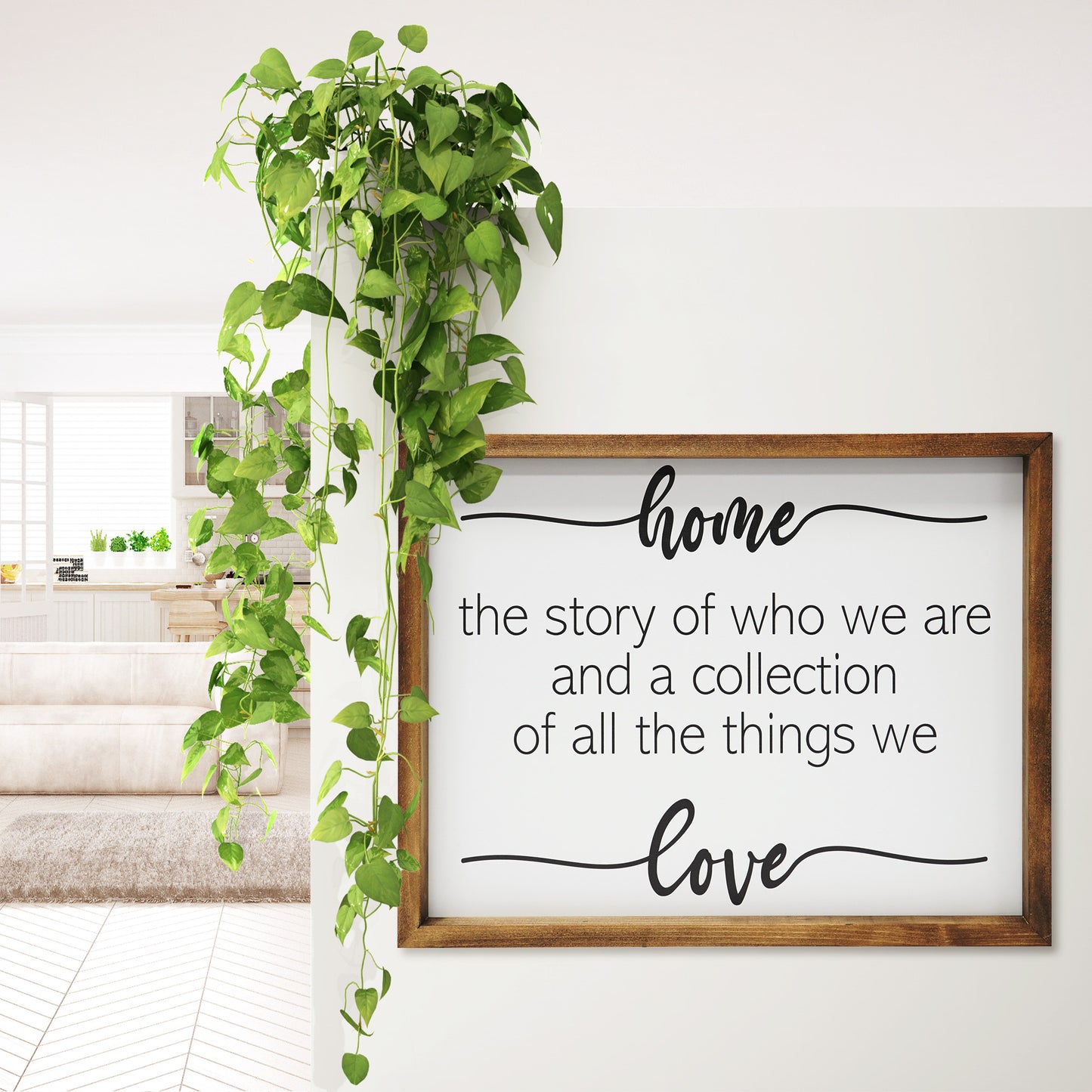 JennyGems Home the Story Of Who We Are and a Collection Of All the Things We Love Framed Wooden Sign, Family Wall Decor, 16 x 20, Farmhouse Love Sign