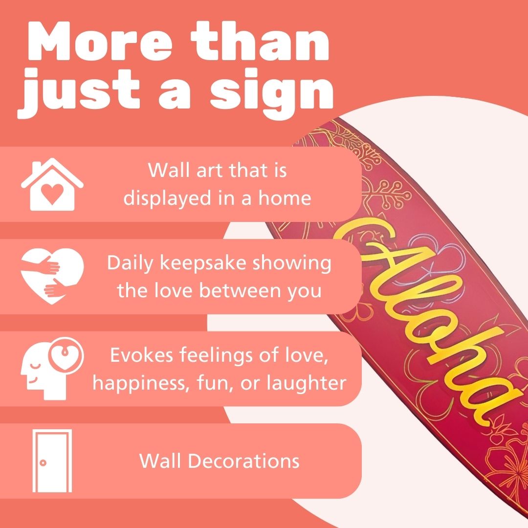 Outdoor Decorative Surfboard Wall Art in Fuchsia Color, Weather Resistant PVC, Aloha Design, Indoor Outdoor, 3 Foot