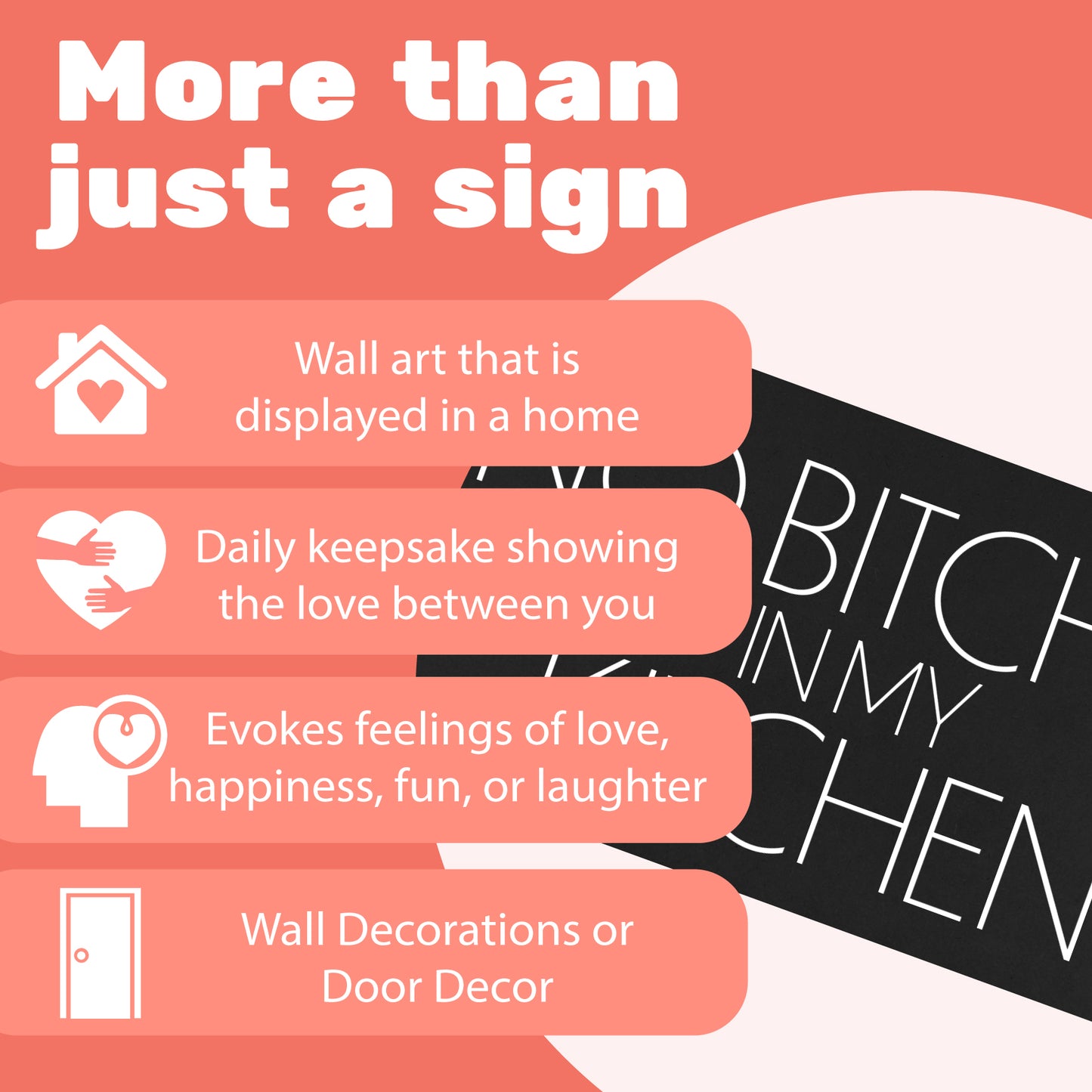 JennyGems No Bitchin in My Kitchen Funny Kitchen Signs, Farmhouse Kitchen Decor, Made in USA