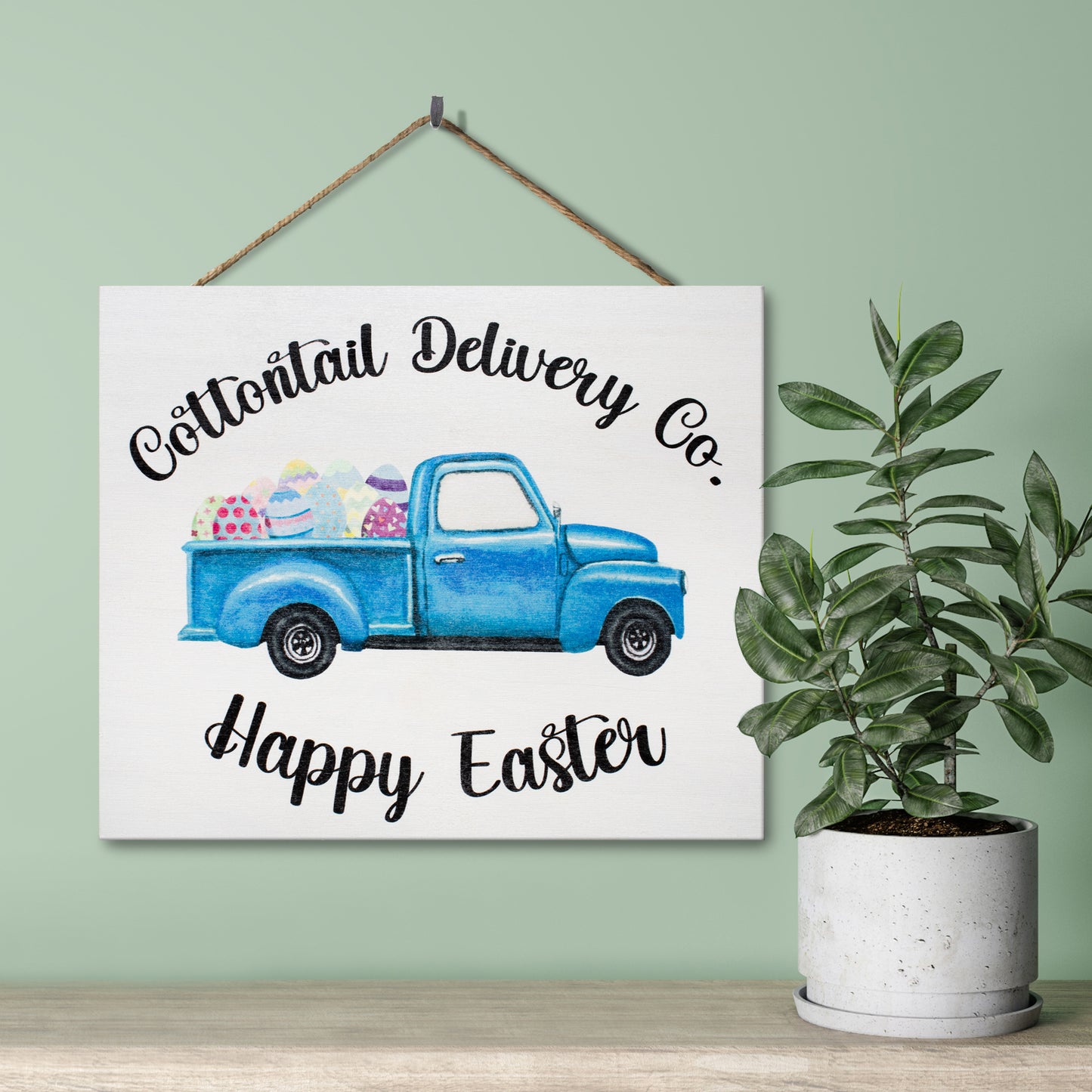 Cottontail Delivery Co Happy Easter Hanging Door Sign.