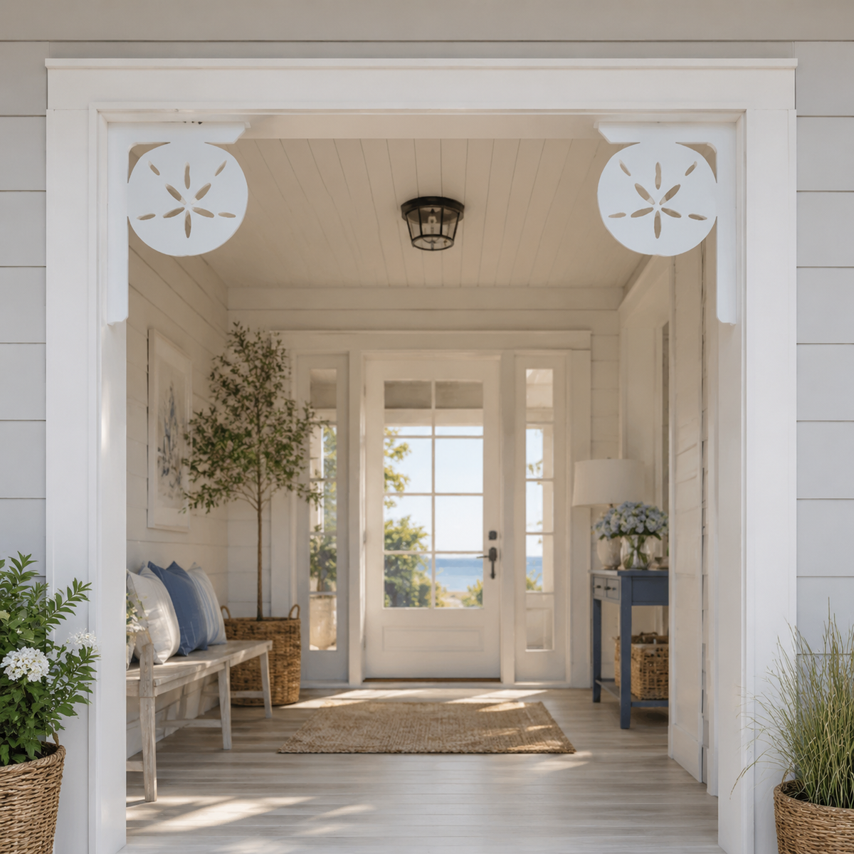 Sand Dollar Mailbox Bracket: Coastal Beach House Decor, Weather Resistant PVC