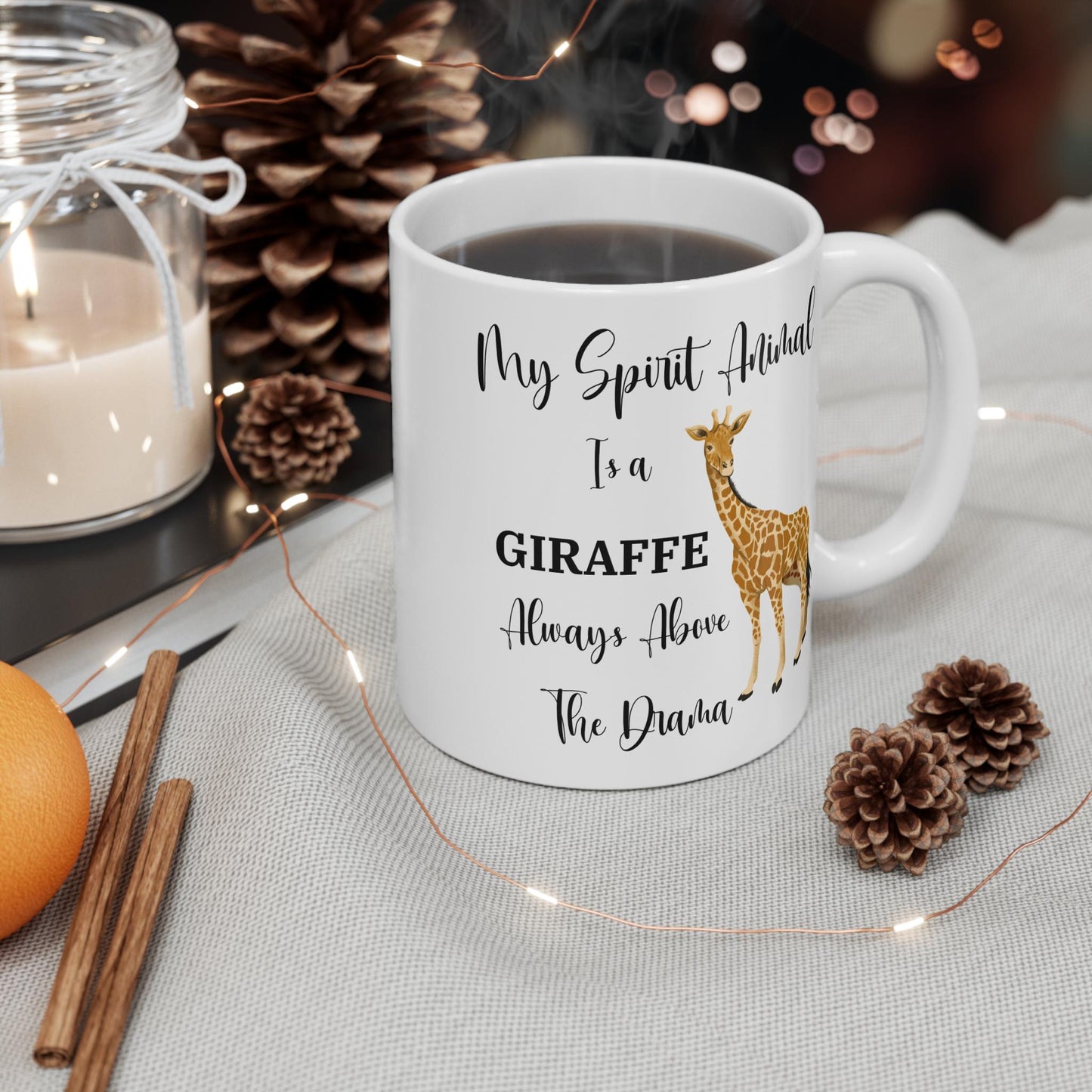 My Spirit Animal Is a Giraffe Coffee Mug, Funny Giraffe Lover Gift, Always Above the Drama, 11oz Ceramic Mug, Giraffe Lover Gift