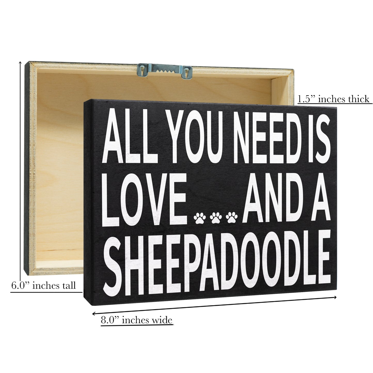 JennyGems Sheepadoodle Gifts, All You Need Is Love and a Sheepadoodle Wooden Sign, Sheepadoodle Dog Mom, Shelf Decor and Wall Hanging, Made in USA
