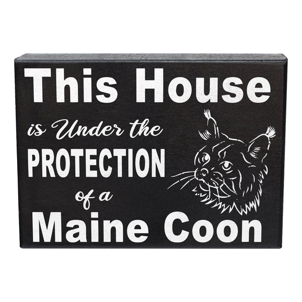 This House is Under The Protection of A Maine Coon Cat Sign And Gift