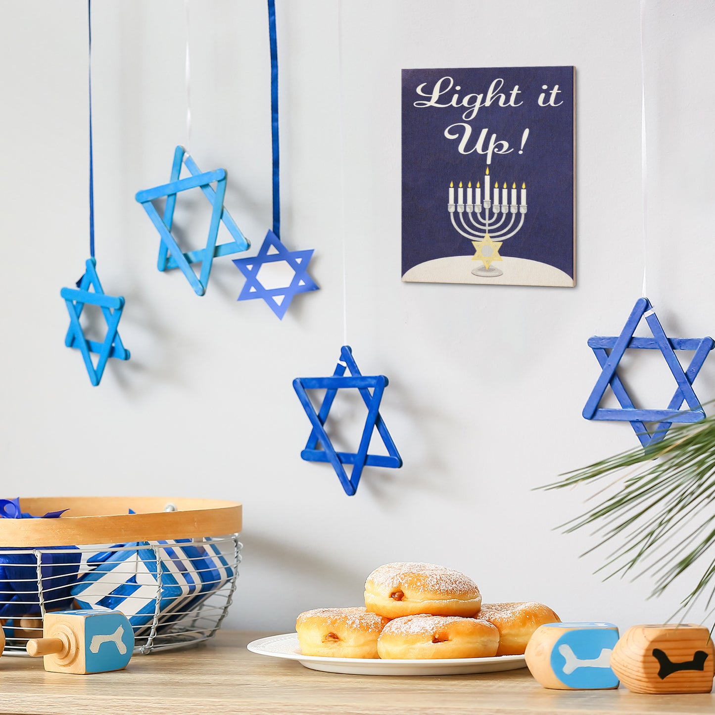 Light it Up Wood Sign, Hanukkah Decorations, Hanukkah Party Decorations, Chanukah Decorations Hanukkah Menorah, Hanukkah Gifts