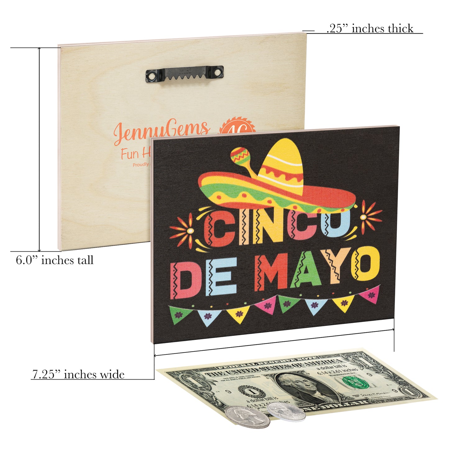 Cinco de Mayo Sign and Decorations, Mexican Fiesta Party Decor, Wooden Sign and Wall Hanging, Made in USA
