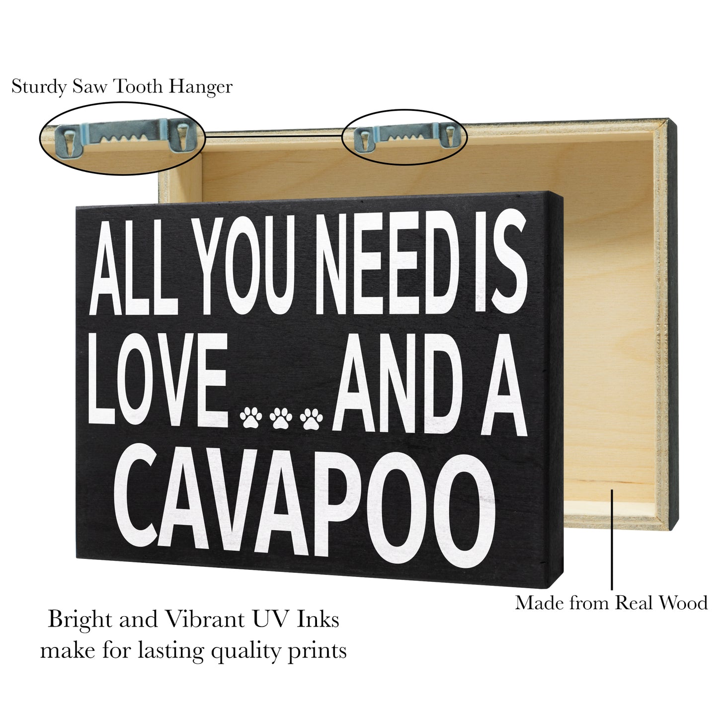 JennyGems Cavapoo Gifts, All You Need Is Love and a Cavapoo Wooden Sign, Cavapoo Dog Mom, Shelf Decor and Wall Hanging, Made in USA