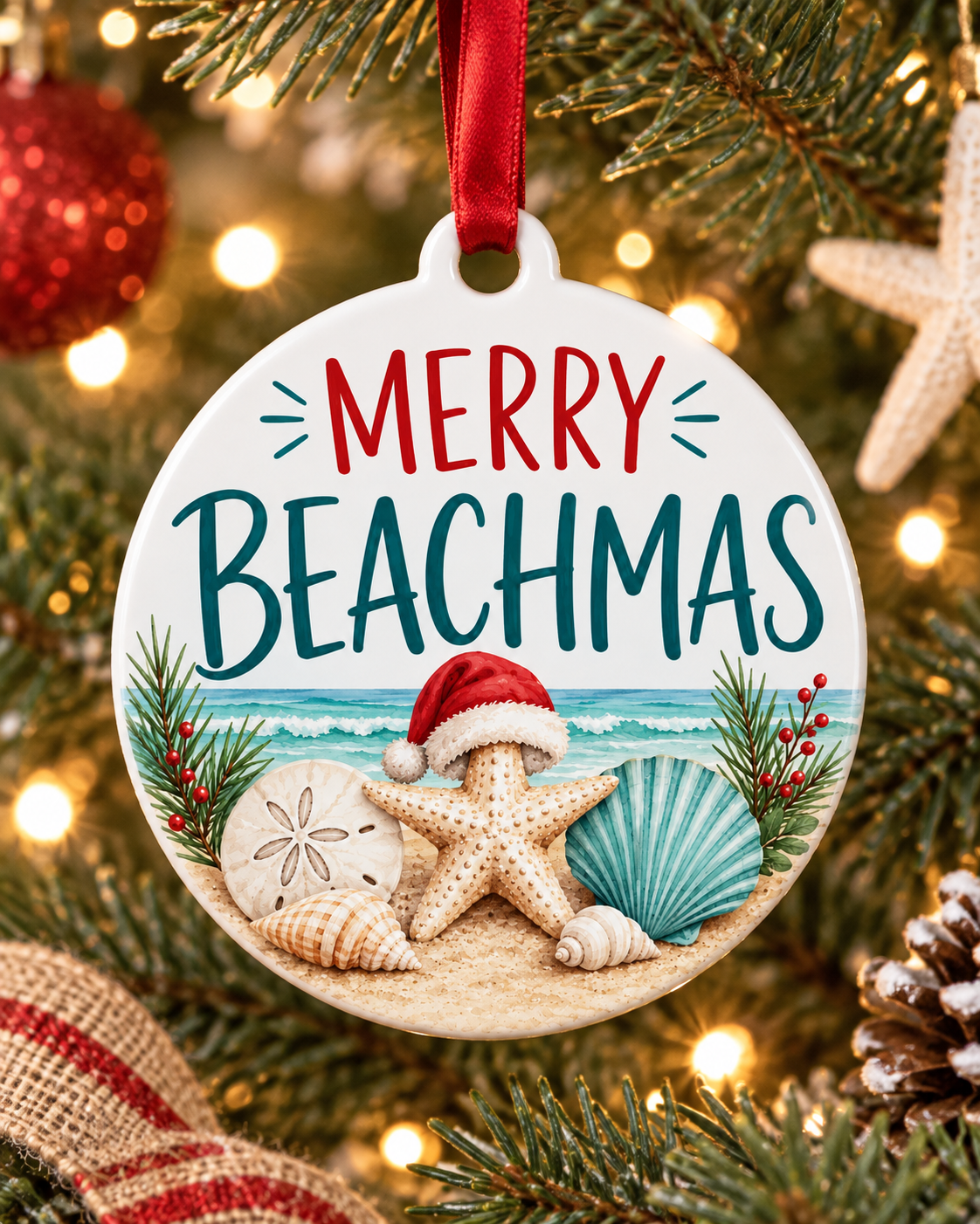 Merry Beachmas Christmas Ornament