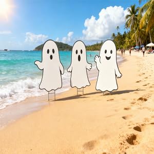 Halloween Ghost Yard Signs Set of 3 - Outdoor PVC Halloween Decorations with Stakes – Fun Yard Décor